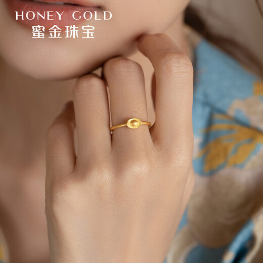 HoneyGold jewelry gold ring ancient method Fu gold ingot live ring HGH1697 labor cost 160Y 3.20g