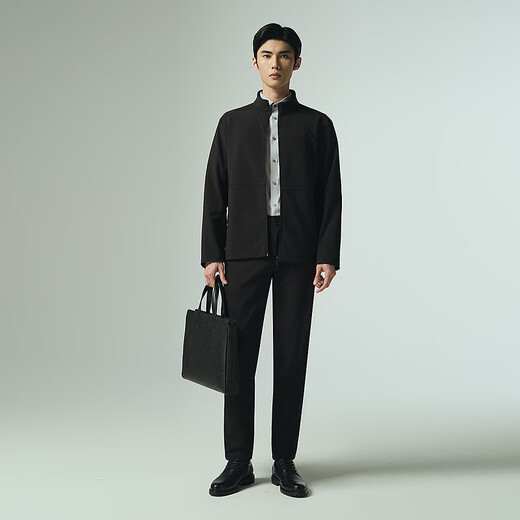 Lilan chaqueta impermeable de otoño para hombre, chaqueta con calefacción por infrarrojos lejanos y cuello levantado, nueva chaqueta sencilla de otoño para hombre de negocios, negro 2XL 180/96A