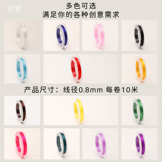 MHFDO elastic rope bracelet beaded rope flat wire threaded with beads bracelet rope elastic thread wear-resistant high-end water not easy to mess up coffee color one roll / wire diameter 0.8mm