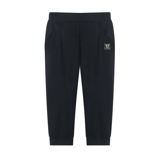 Quan Yinglei summer cropped pants for women large size black slim cotton mid-pants versatile stretch sports women's shorts middle-aged black (crop pants 693#) M