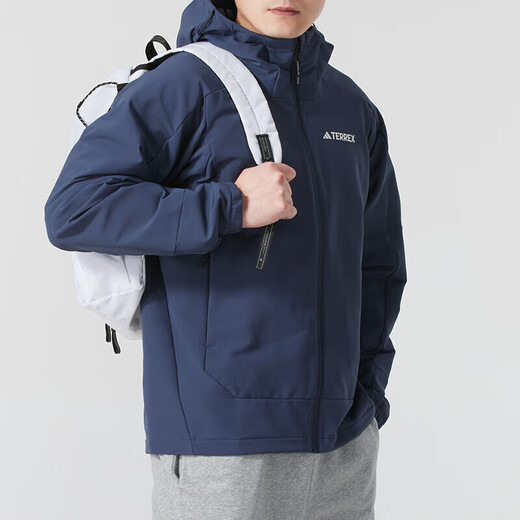 阿迪达斯 （adidas）休闲男装2025春季新款户外健身防风夹克跑步运动服连帽外套上衣 IP0737 S