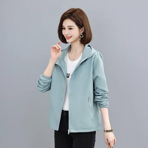 Windbreaker jacket for women spring and autumn short 2025 new early autumn long-sleeved thin versatile hooded small fragrance jacket top black L 101-120Jin Jin equals 0.5 kg