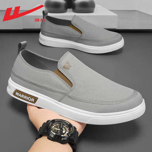 Huili Herrenschuhe Leinwandschuhe Herren 2025 Sommer Neue faule Menschen bequeme leichte atmungsaktive ein Fuß alte Peking-Stoffschuhe Herrengrau (verbesserter weicher Boden) 42