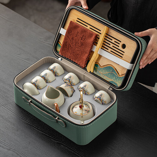 Xinyu Li Ru Kiln Tea Set Complete Set High-End Souvenirs Housewarming New Home Moving Gift Father's Birthday Gift Men's Practical