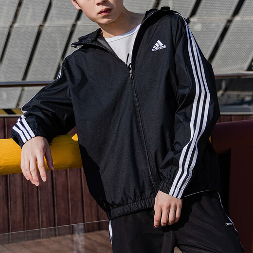 Adidas Sports Set Men's 25 Spring Fitness Training Woven Breathable Hooded Jacket Jacket Football Sports Cat Pants IB0384+IB5012 M