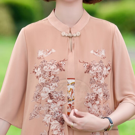 酷章（KUZHANG）胖妈妈夏装旗袍连衣裙子夏季雪纺裙子大码2025新款中年女夏款气质 6628粉色 藕粉 XL 建议115斤以内