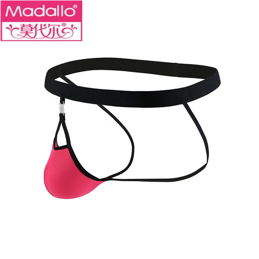 Modal removable bladder men's PP thong men's ice silk thong translucent rear hollow personality characteristic underwear gay red rib color blue cloth M