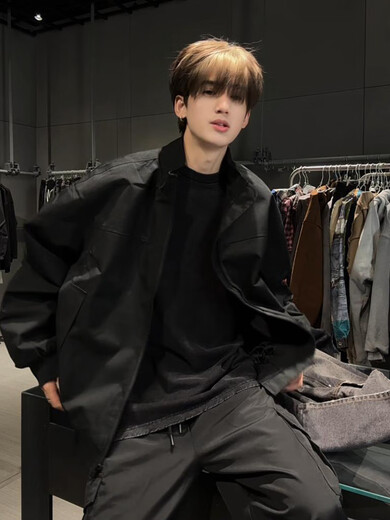 Shelley Jones American cleanfit silhouette short coat men's spring and autumn high-end outdoor stand collar flight coach jacket ivory white XL recommended 120-140Jin Jin equals 0.5 kg