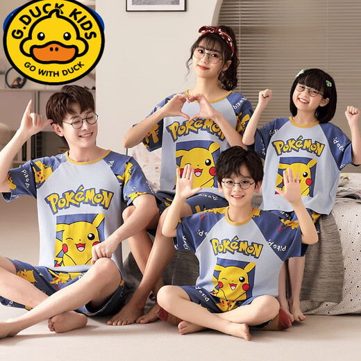 G.Duckkids Eltern-Kind-Pyjama-Sommer-Kurzärischung Pure Cotton Thin Style Family Family Family Wear Jungen und Mädchen Pyjamas Kinderhaus-Kleidung Fußball 12034 [Doraemon Joint Model] 80 cm (Jungen 150/s Größe, Höhe 143-150)