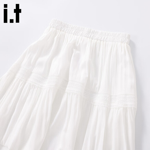 
:CHOCOOLATE it white A-line skirt for women with high waist slim French big hem skirt fluffy cake long skirt white one size