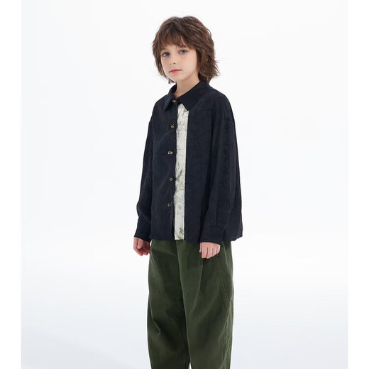 Ueki children's clothing new Chinese style boys' Chinese style shirt girls spring and autumn shirt black 140