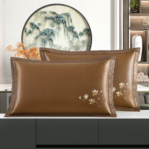 Écoute d'oreiller en soie de glace d'été Double face Été Cool Mat Oreiller Core Core Single Rattan Pouteau d'oreiller adulte Home One Paire Ice 679-7 Zishulin Worew Case (une paire) 48x74cm