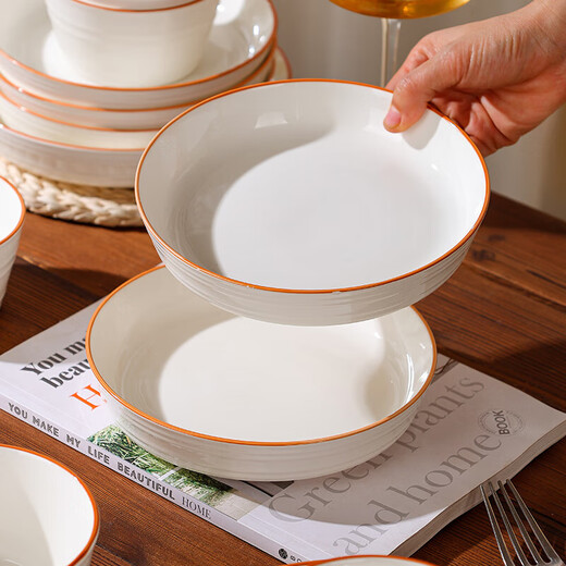 Ceramic bowl for home use 2025 new style festive housewarming dishes and tableware set fashionable life rice bowl fashionable life 1 piece deep plate 8 inches