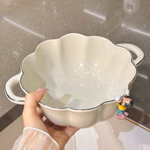 恩宝乐特别好看的陶瓷碗盘餐具套装家用水果碗面碗汤碗吃饭碗2024新款 简约纯色釉盘子8.5寸2个装1278