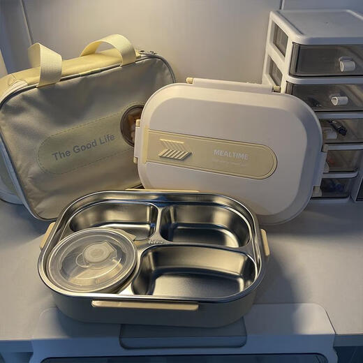 Zwilling (ZWILLING) German quality 316 stainless steel insulated lunch box for primary school students, special compartment lunch box, children's dinner plate, sliding lid design, white brown five-compartment collection_8