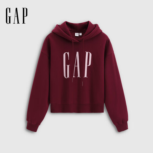 Gap Women's 2025 Autumn New Logo Chain Embroidery Loose Fleece Short Hoodie Sweatshirt 792554