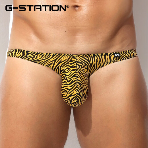 G-STATION日系小款式性感男士丁字裤紧身腰印花内裤小码 豹纹 M