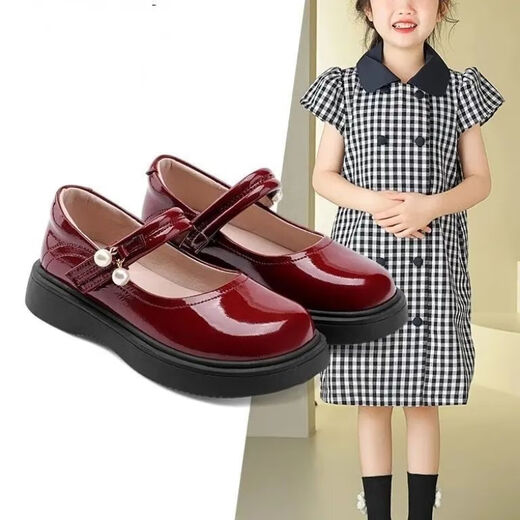 儿童2025皮鞋女童春秋新款小女孩软底黑色单鞋公主学生演出童鞋 黑色 34 码内长20. 8cm