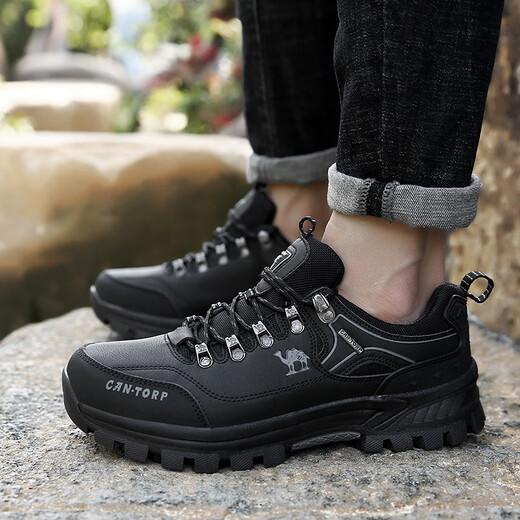 Huili Camel men's shoes hiking shoes genuine leather waterproof sports casual shoes men's non-slip breathable outdoor hiking shoes travel shoes 14088 gray 38