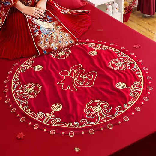 Hochzeitsmatte Hochzeit sitzt für die Stickerei für den Segen für hundert Segen von Braut für den Segen durch Männer und Frauen auf der Bettdekoration für Hochzeitszimmerdekoration. Frühes Kind sitzt für Segen von Goldstickerei für Segen von Gold_9898c