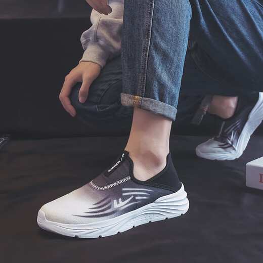 Huili Senior Shoes Shoes para hombres cómodos zapatos casuales de mediana edad y ancianos zapatos de papá transpirables zapatos de madre kgh1477 blanco y negro 39