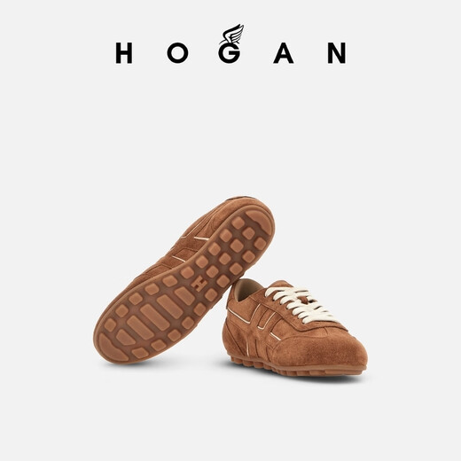 HOGAN女鞋新品Runner系列H693时尚复古舒适休闲鞋单鞋 红棕色 37.5