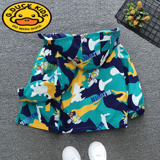 G.DUCKKIDS children's jacket spring and autumn 2024 new boys jacket boys fashionable autumn top thin style camouflage match jacket blue 120