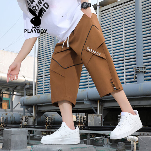 PLAYBOY (PLAYBOY) Pantalones recortados Summer Summer Fino informal Invidente Adolescente Ropa de trabajo LOLO SELED SECCIÓN SENTIMO PISTANTES DE PEZO DE PEJO RECTO 6629 NEGRO L