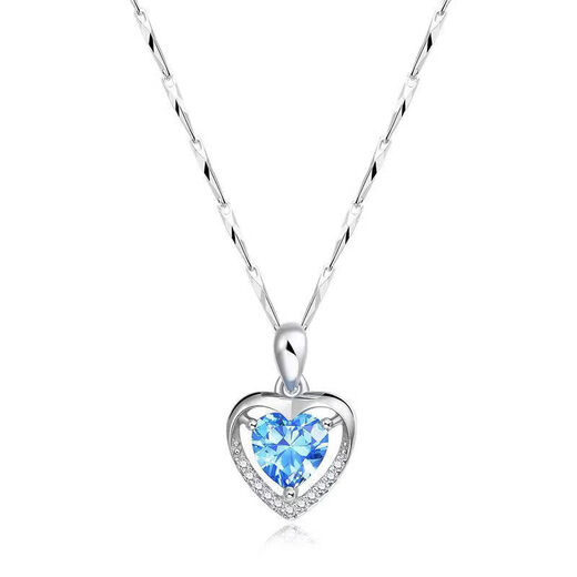 Heart of the Ocean PT950 Platinum Necklace for Women 2025 New 18K-Clavicle Chain Pendant as a Gift for Girlfriend and Wife Blue with Melon Seed Chain 45CM Light Luxury Style