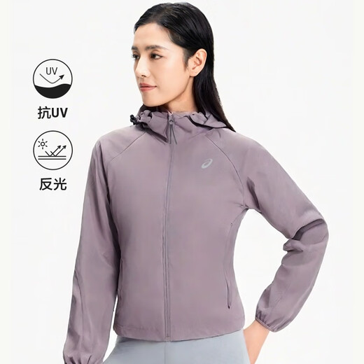 亚瑟士（asics）女子反光跑步夹克防风保暖防泼水运动外套春秋款舒适官方正品 2012D248-100 白色 S