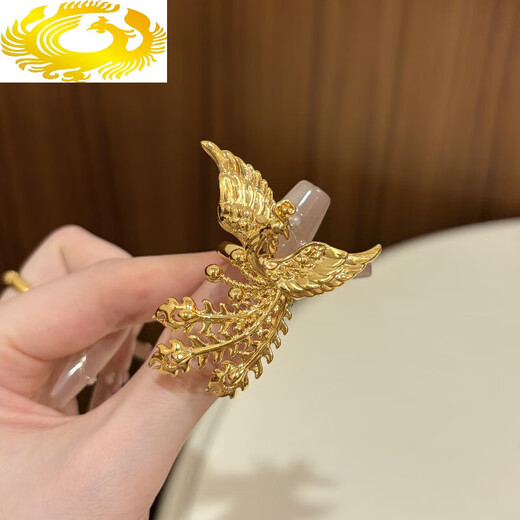 Luliu Lao Phoenix Gold Colorful Phoenix Ring Ring Women's New Pure Gold 999 Wedding Ring as a Wedding Valentine's Day Gift No. 18 About 4.5g