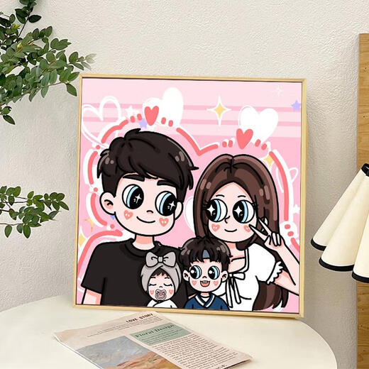 Drei-April Tiger Stern Schmetterling Prinzessin Familie Digitalöl Malerei DIY Handgefüllte Färbung Acrylölmalerei Familien Porträtdekoration Malerei NX12049 20*20 cm verschärftes Innenrahmen