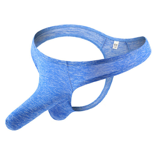 Mozilan's new thong men's underwear bullet separation breathable mid-waist U convex sac sexy elephant trunk underwear T-pants 452 blue S (1'9-2'2)