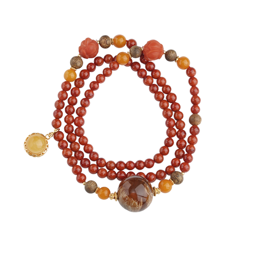 Potala Palace Sichuan material southern red pendant with amber beeswax agarwood necklace for men and women in the year of your life as a birthday gift for your boyfriend