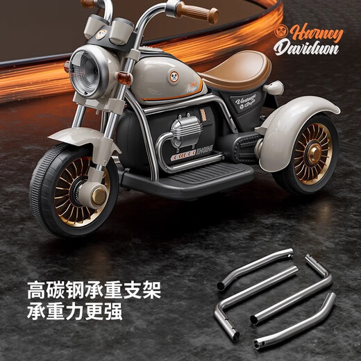 Beibele children's electric car motorcycle 1-3-6-8 years old can sit on a baby remote control car for boys and girls birthday gift full with brown dual drive 12V4 battery + remote control