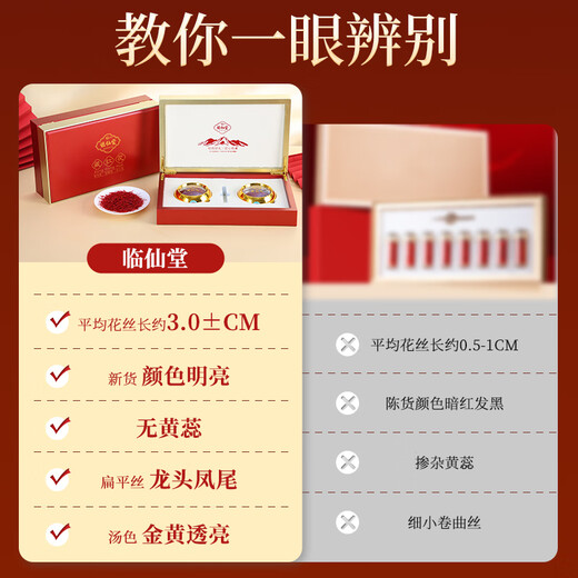 临仙堂伊朗藏红花 全红2.5厘米以上长丝 伊朗进口特级优质头茬花 6g礼盒 特级2.5cm以上全红长丝十二盒装