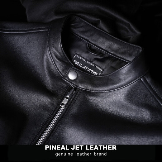 PJL's new single sheepskin simple stand-up collar short jacket trendy men's new leather jacket M-31 leather jacket black XL (165Jin Jin is equal to less than 0.5 kg)