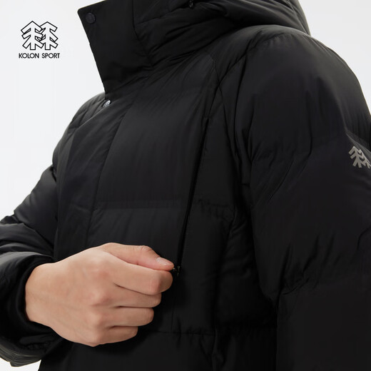 KOLON SPORT Long weight down jacket for men and women, outdoor casual windproof and water-repellent hooded goose down jacket