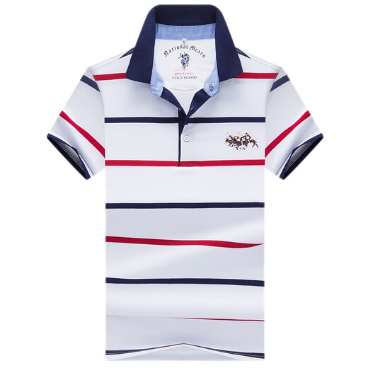 Weiß gestreifte Polo-Shirt Herren-Revers Paul Kurzärärmelte T-Shirt Modetrend Marke High-End-T-Shirt Pure Cotton Sticke Orange Stripes 3882 Modell M 48/170/Geeignet für 100-125 Jin [Jin gleich 0,5 kg]
