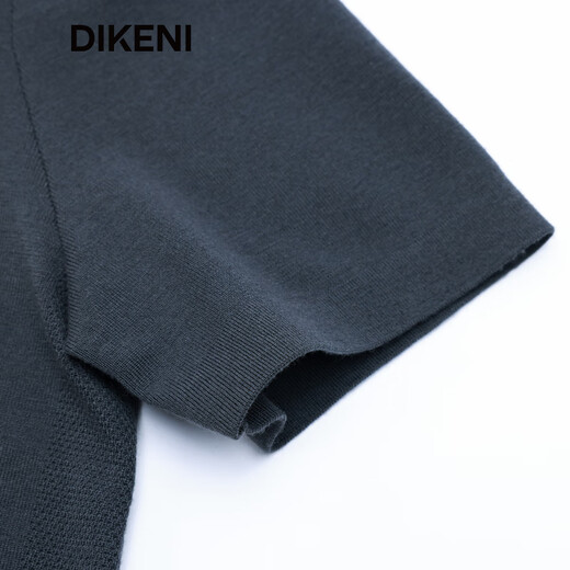 DIKENI 2025 autumn new men's new Chinese Henry collar sweater short-sleeved cardigan 7F535G541 dark gray M (48)