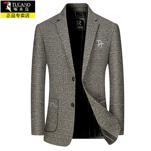 Woodpecker light luxury men's casual suit for middle-aged men 2025 spring and autumn new style small suit jacket versatile anti-wrinkle top 1911 navy blue L recommended 130-150Jin Jin equals 0.5 kg