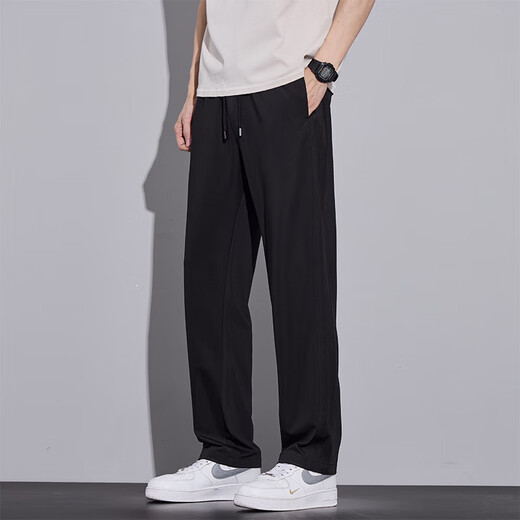 皮尔卡丹（pierre cardin）男士夏季薄款裤子冰丝凉感休闲裤男生速干运动长男新款垂感直筒裤 6625浅灰色 3XL [推荐160-180斤]