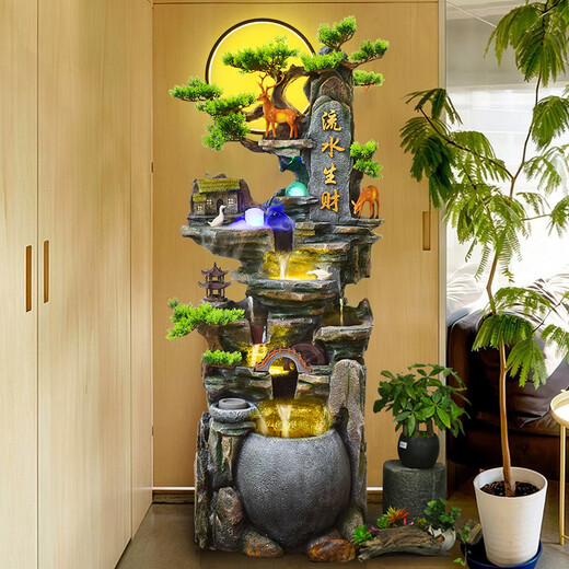 Pangdonglai quality large-scale floor rockery flowing water fountain ornaments living room cash feng shui wheel humidifier Gaoshanyun 9926 small 106CM