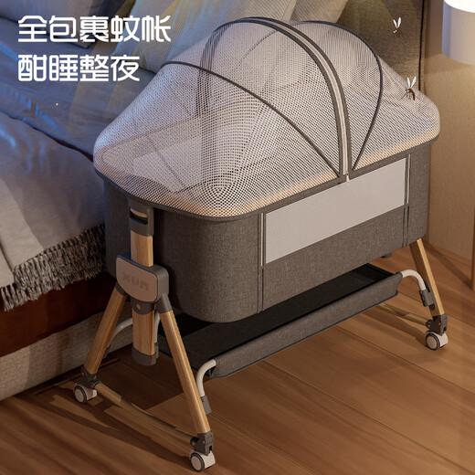 Xum Baby Cots Первичная многофункциональная складка новорожденных детских сплайсинга с подгузником для подгузника для спальной кровати + кокосовой коричневый матрас + таблица с подгузниками + комарская сеть