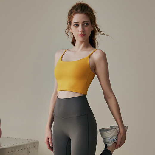 Duofanlian Sports Bra Women's Outerwear Running Top Fitness Vest Pilates Training Back Beautiful Yoga Wear Bra Honey Yellow Beautiful Back Model M