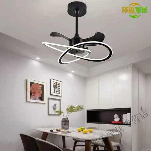 
XMSJ bedroom light 2025 pop light luxury style with fan fan lamp master bedroom dining ceiling fan lamp household hanger 1W invisible model 9227 white 60CM-three colors-variable frequency