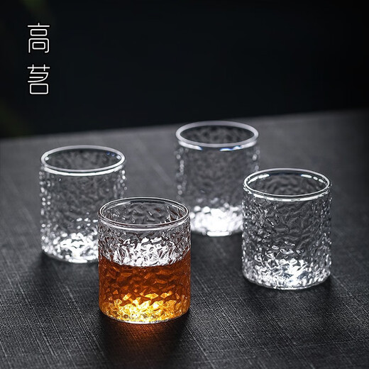 Japanisches Hammermuster Glas kleiner Teetassen 100 ml Haushalt kleiner Wasserbecher Hitzeresistenter Tee-Set Weinbecher Set 679 Six Packs 100ml