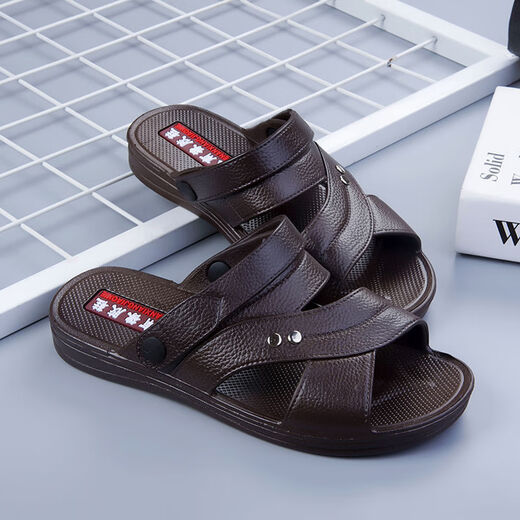 HUILIRUI [Vietnam Rubber] Version coréenne des sandales pour hommes décontractées sans glissement confortable et durable Sandales masculines Nouvelles en été 698 Black (version anti-glissée) 42 (adaptée à 41)