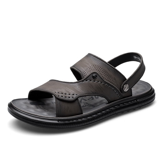 Yierkang sandalias para hombres nuevas sandalias masculinas para hombres al aire libre látex dual látex suave sin deslizamiento Vietnam zapatos de playa casuales hombres 9715_gray 38