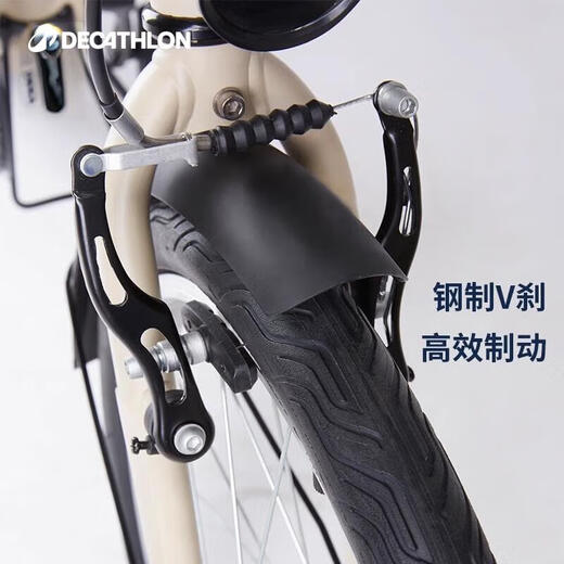迪卡侬折叠车T120成人通勤自行车6级变速20寸轻便单车浅白垩灰-4588488
